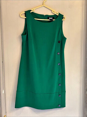 DKNY Green Button-Front Mini Dress Size 4